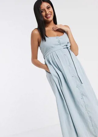 Голубое джинсовое платье миди ASOS DESIGN Maternity-Синий