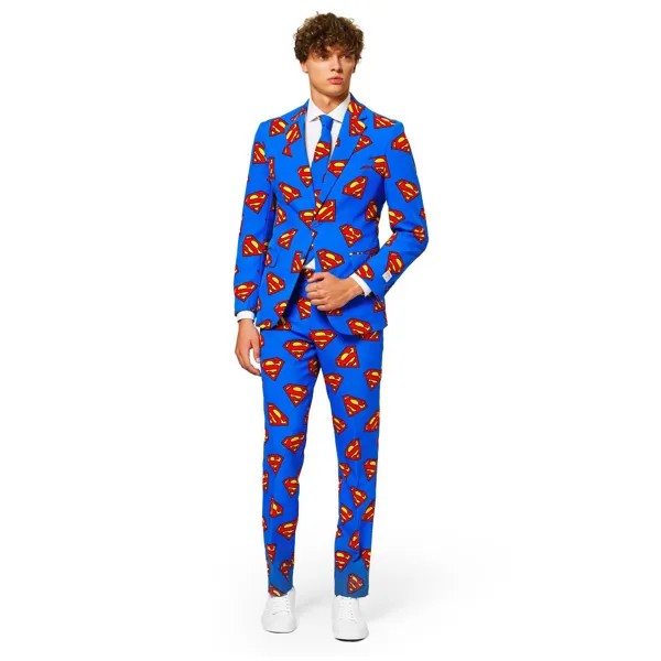 Мужской костюм и галстук приталенного кроя OppoSuits, Superman