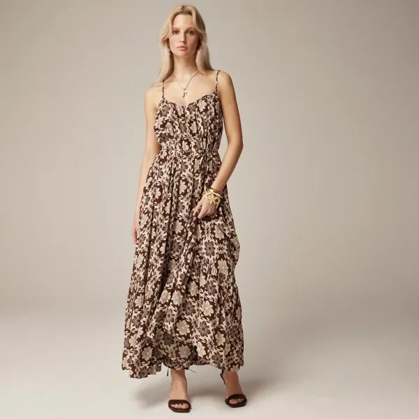 Платье Caspia из цветочного крепдешина J.Crew, коричневый
