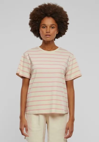 Футболка с принтом STRIPED Urban Classics, цвет lemonadepink whitesand