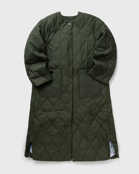 Пальто Ganni Quilt Long Coat, цвет kombu green