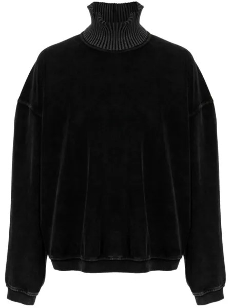 Alexander Wang джемпер с приспущенными плечами и высоким воротником, черный