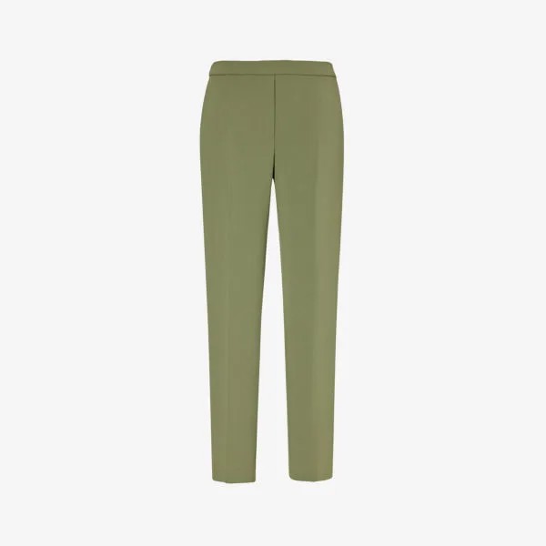 Креповые брюки со средней посадкой и зауженными штанинами с жатыми складками Theory, зеленый