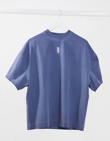 Oversized-футболка для йоги с эффектом потертости ASOS 4505-Синий