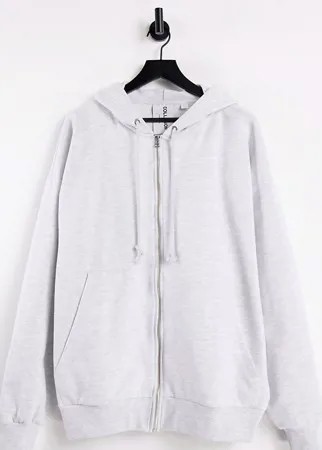 Белый меланжевый худи в стиле extreme oversized от комплекта COLLUSION Unisex