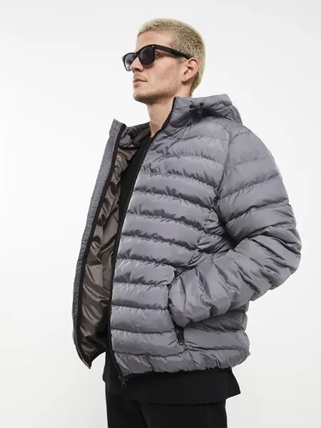 Мужское надувное пальто со стандартным рисунком с капюшоном Xside