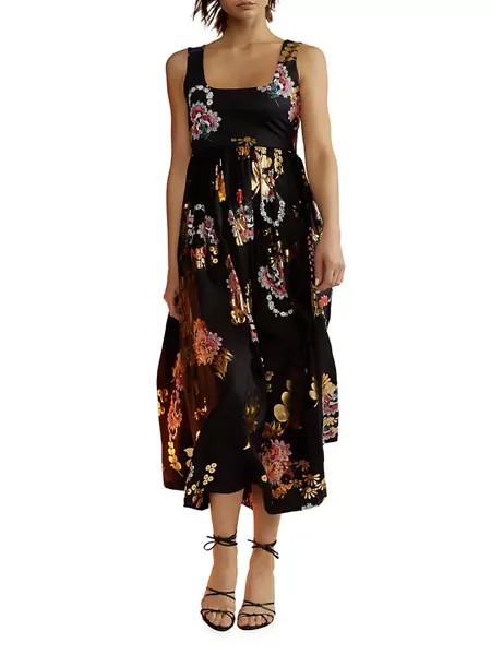 Платье Isla с цветочным принтом Cynthia Rowley, черный