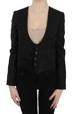 DOLCE - GABBANA D-G Черный шелковый пиджак с шарфом Пиджак IT40 / US6 / S Рекомендуемая розничная цена 900 долларов США