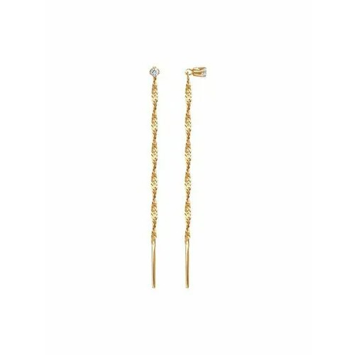 Серьги цепочки The Jeweller, красное золото, 585 проба, фианит, золотой
