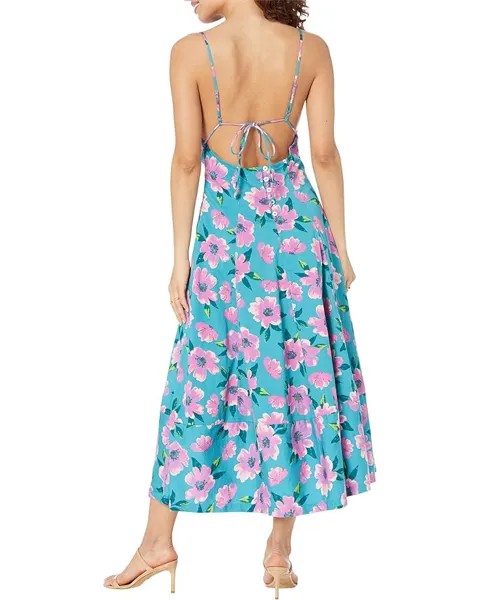 Платье Free People Finer Things Printed Midi Dress, цвет Teal Combo