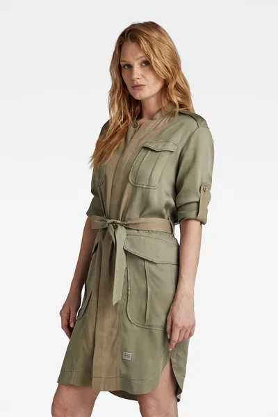 Платье из лиоцелла с пришитыми карманами G-Star Raw, зеленый