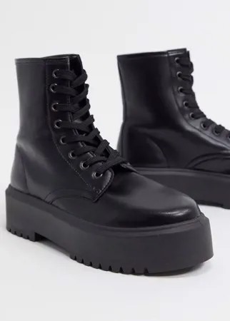 Черные ботинки со шнуровкой на массивной подошве ASOS DESIGN Attitude 2-Черный цвет