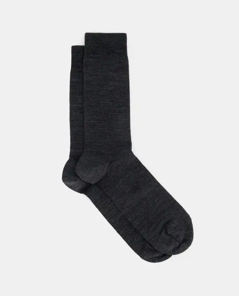 Гладкие мужские носки из шерсти супер мериноса - Первый класс. Сделано в Испании. Punto Blanco, темно-серый