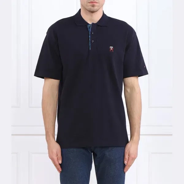 Рубашка-Поло свободного кроя с монограммой Tommy Hilfiger, синий