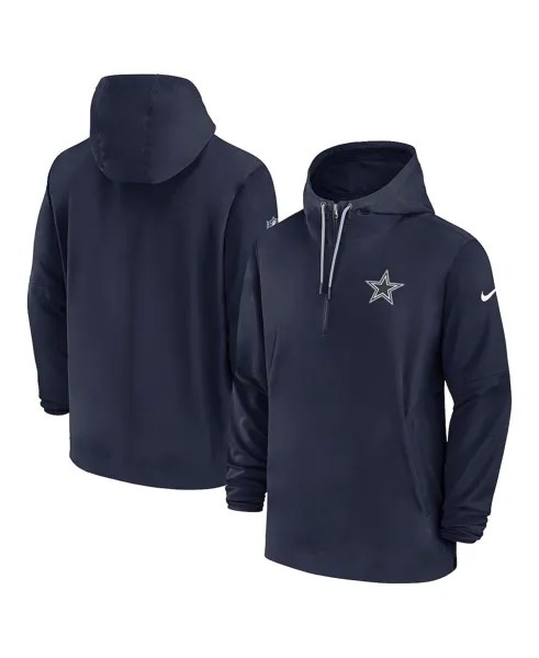 Мужская темно-синяя толстовка с молнией в четверть по бокам Dallas Cowboys Nike