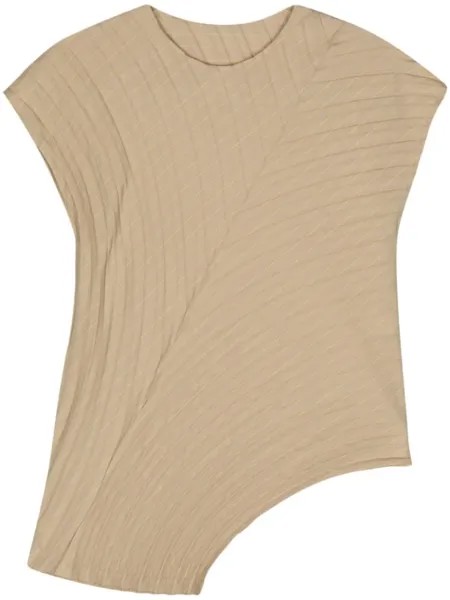 Issey Miyake блузка Curved Pleats в полоску, нейтральный цвет