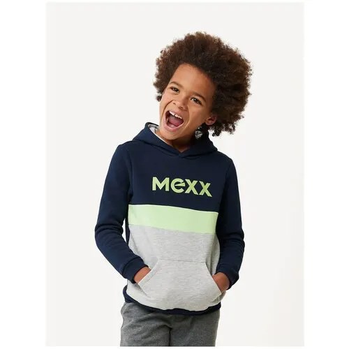 Худи MEXX, средней длины, капюшон, карманы, размер 98-104, синий