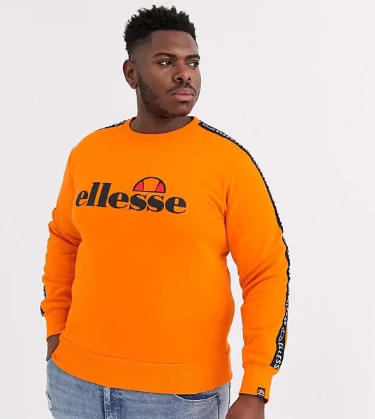 Оранжевый свитшот с отделкой кантом на рукавах ellesse Plus Ragola эксклюзивно для ASOS