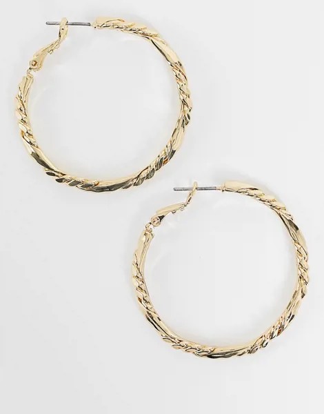 Золотистые серьги-кольца с крученым дизайном French Connection-Золотистый