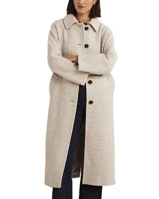 Женское длинное пальто из смесовой шерсти Boden с поясом и текстурой