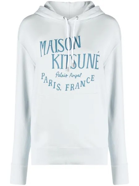 Maison Kitsuné худи из джерси с логотипом, синий
