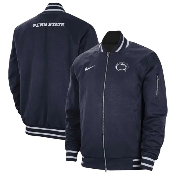 Мужской темно-синий бомбер с молнией во всю длину Penn State Nittany Lions Nike