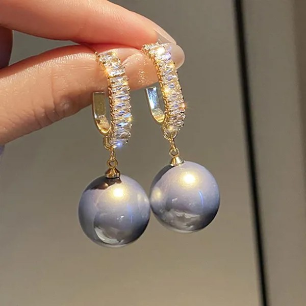 2021 Новая мода Корейский Bling Pearl Drop Болтающиеся серьги для женщин Девушки Роскошный блестящий циркон Свадебные серьги Ювелирные украшения Подарок