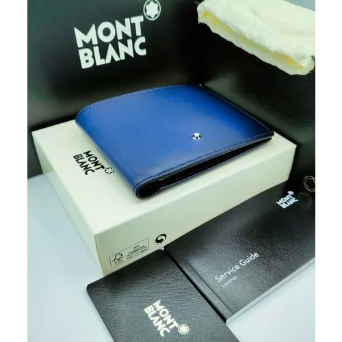 Бумажник Montblanc, натуральная кожа, отделение для карт, синий
