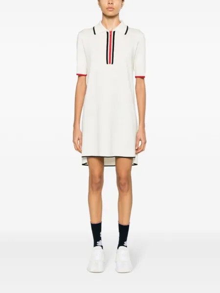Thom Browne платье из вирджинской шерсти с полосками RWB, нейтральный цвет