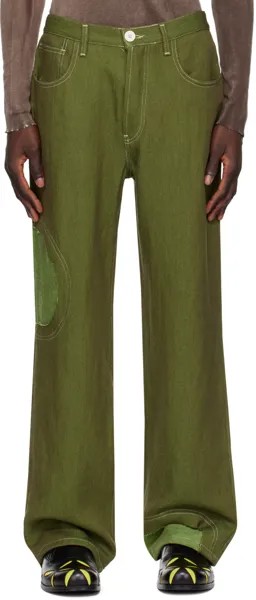 Зеленые джинсы с круглым вырезом Edward Cuming