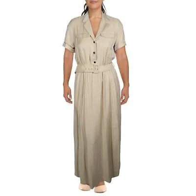 Женское блестящее длинное платье-рубашка с короткими рукавами Anne Klein BHFO 1529
