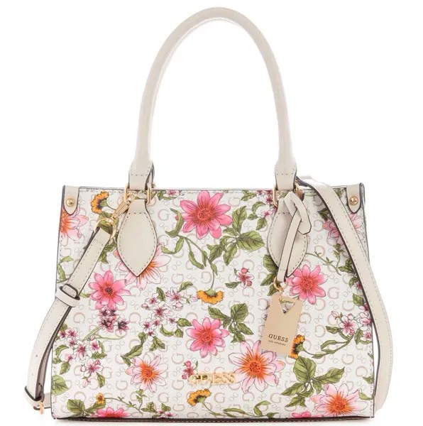НОВАЯ женская розовая сумка-портфель с цветочным принтом GUESS, кошелек через плечо
