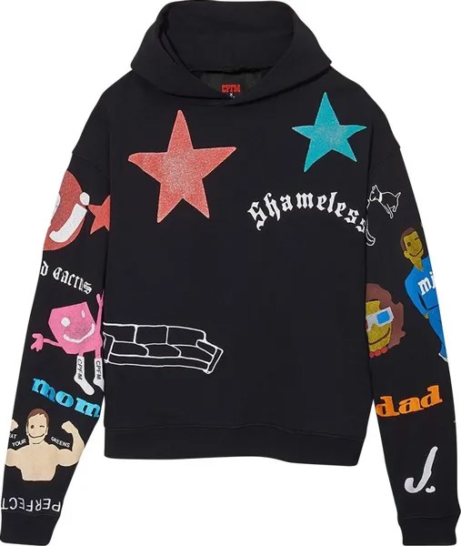 Толстовка Cactus Plant Flea Market x Marc Jacobs Tattoo Hooded Pullover Sweatshirt 'Black', черный