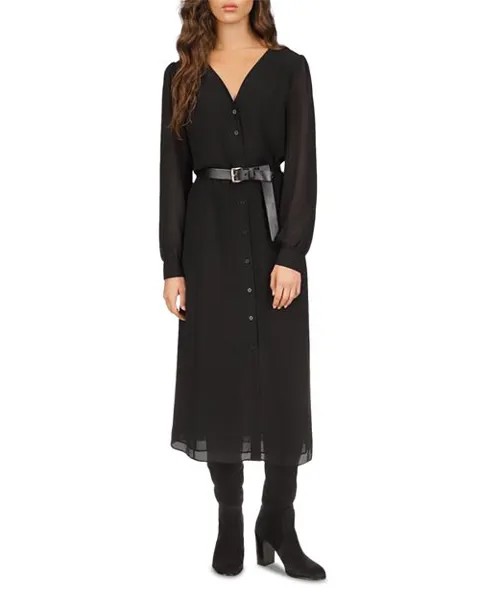 Платье-рубашка с поясом Michael Kors Georgette Michael Kors, цвет Black