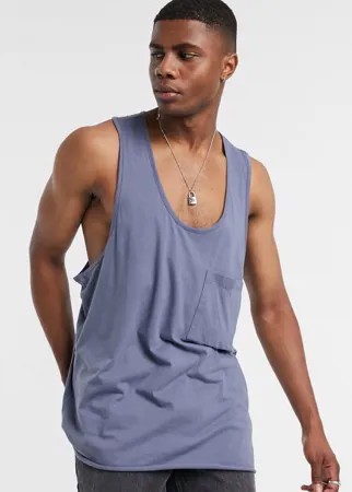 Серая майка-борцовка с карманом ASOS DESIGN-Серый