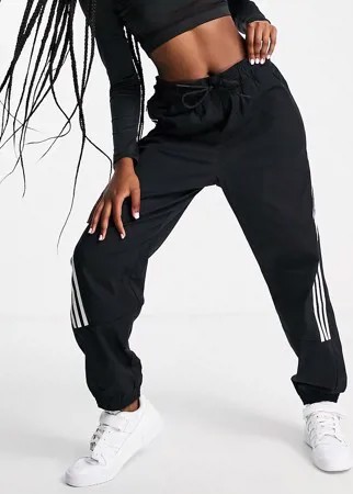 Тканые спортивные брюки черного цвета с тремя полосками adidas Training-Черный цвет