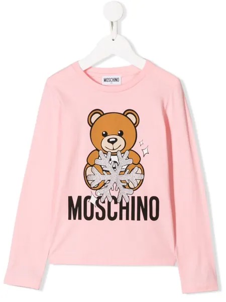 Moschino Kids топ Winter Bear с логотипом