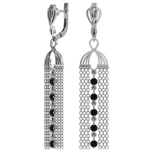 Серебряные серьги с черными фианитами 2120887-00205