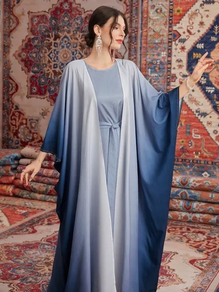 SHEIN Najma - женский комплект из куртки и платья без рукавов с градиентом и открытым передом, многоцветный