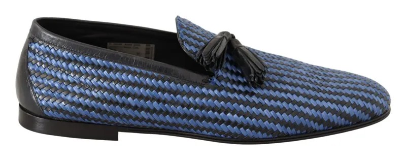 DOLCE - GABBANA Shoes Синие кожаные плетеные лоферы с кисточками, мужские EU44/US11 $1000