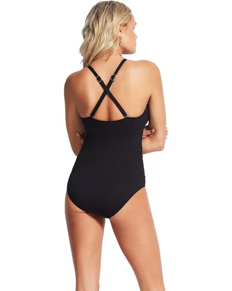 Купальник Seafolly F-Cup Halter One-Piece, черный