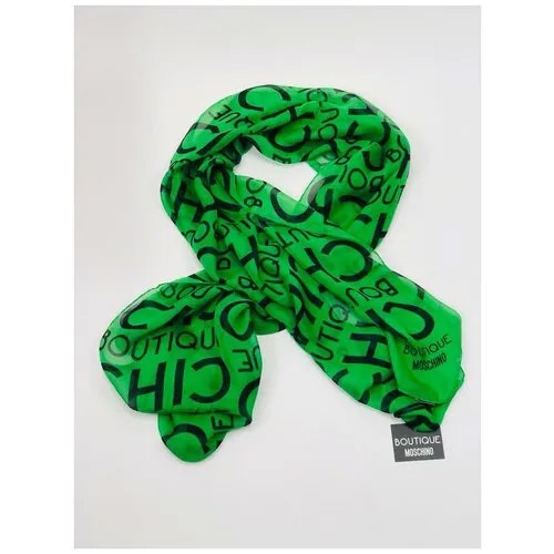 Палантин Boutique Moschino, натуральный шелк, 66 см, зеленый