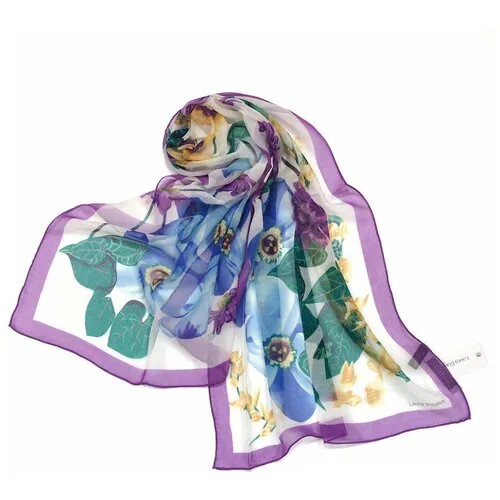 Нежный женский шарф с фиолетовой каймой и цветами Laura Biagiotti 812398