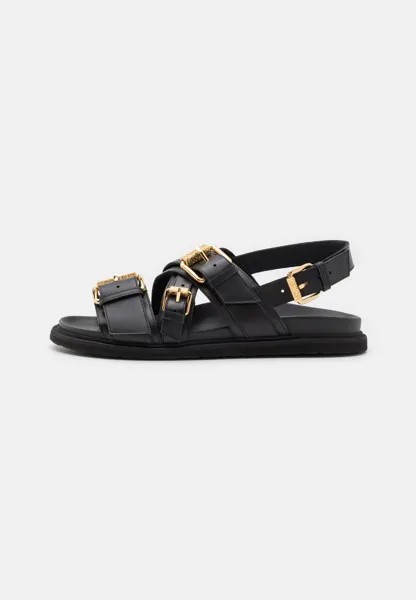 Босоножки с ремешками MULTI BUCKLES MOSCHINO, цвет nero