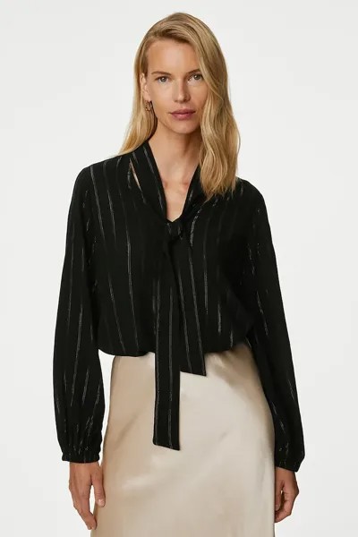 Полосатая блузка Marks & Spencer, черный