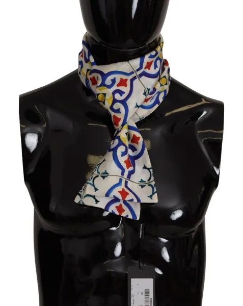 DOLCE - GABBANA Шарф Шелковый разноцветный шарф с принтом майолики Шаль 140см X 12см