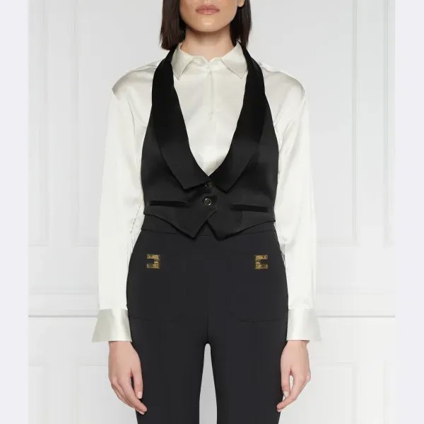 Атласный жилет стандартного кроя Elisabetta Franchi, черный