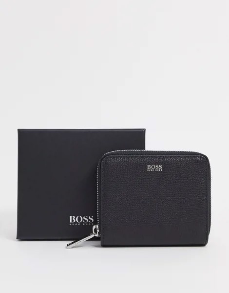 Черный кожаный кошелек Hugo Boss-Черный цвет