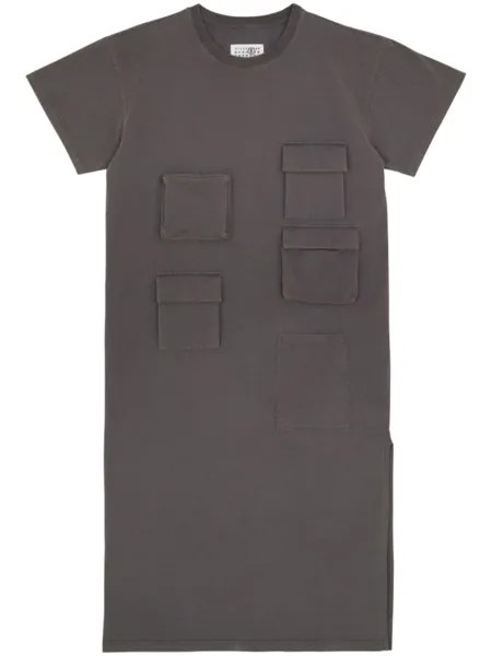 MM6 Maison Margiela хлопковое трикотажное платье миди, серый