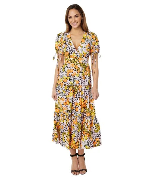 Платье Ted Baker, Safiree Printed Tie-Back Tiered Midi Dress